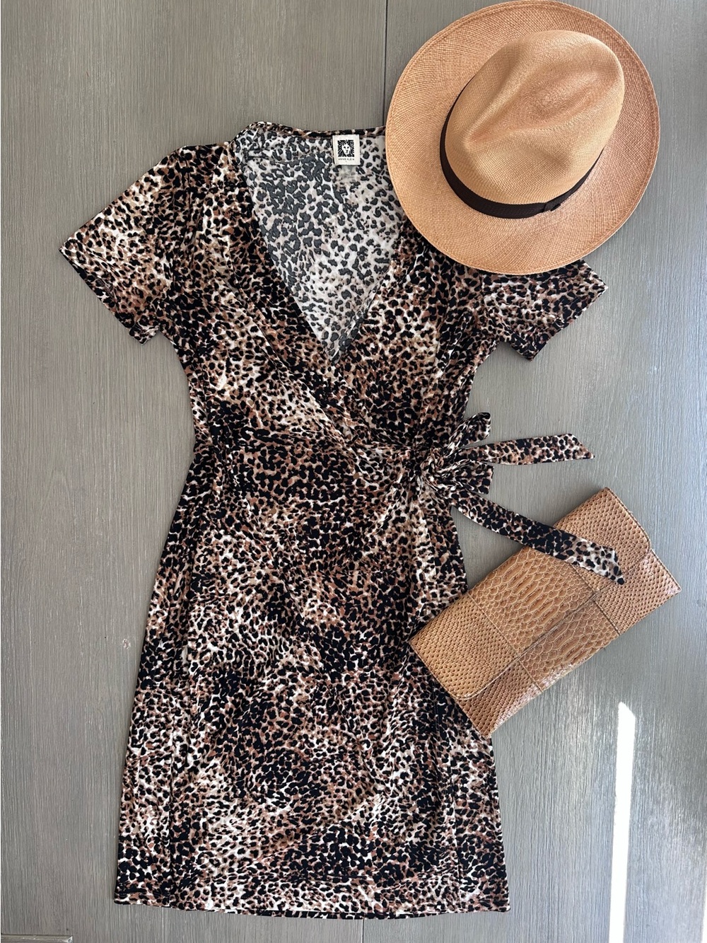 Anne Klein Leopard Print Wrap Dress in Leopard Print